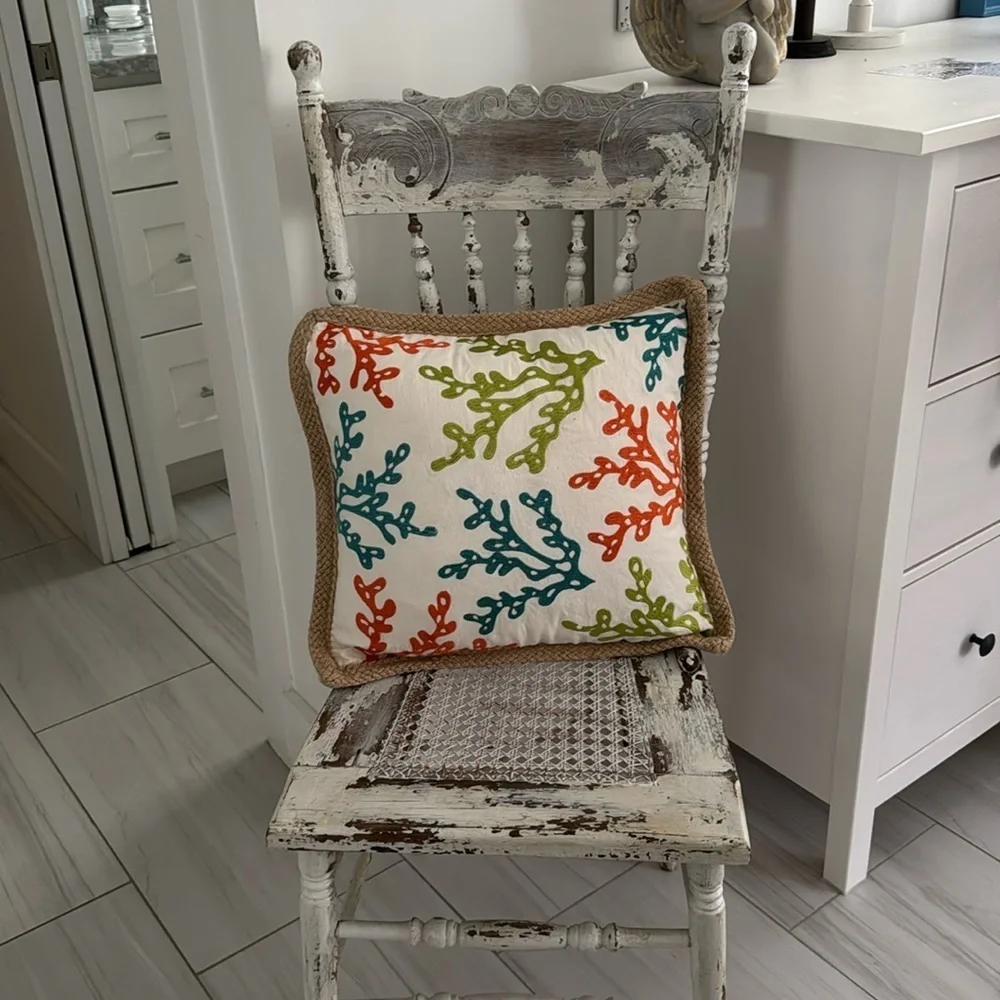 Nautical Coral Design Accent Pillow